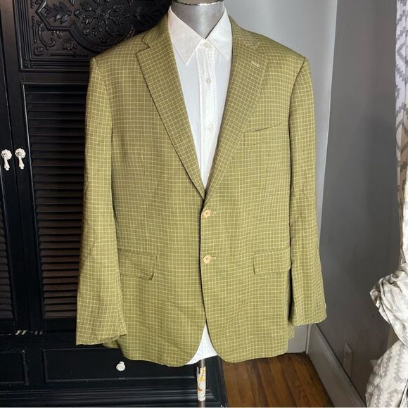 Isaia Napoli Nuova Base S Super 120's Green Plaid Check Wool Italy 54 - Picture 2 of 11